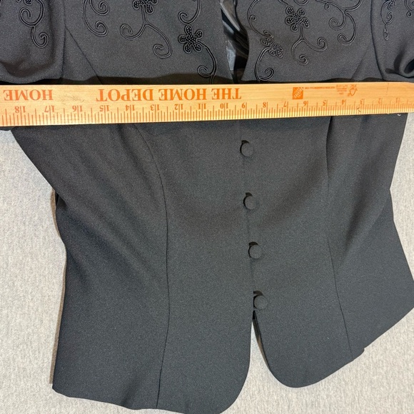 KARIN STEVENS EMERALD BLACK SET PANT SUIT FLOWERS VINTAGE SLEEVE SIZE 8 P NWT - Picture 8 of 12